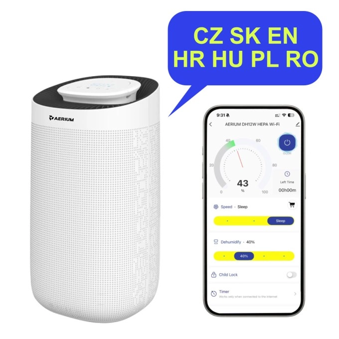 Odvlaživač zraka s pročišćivačem zraka AERIUM DH12W HEPA Wi-Fi